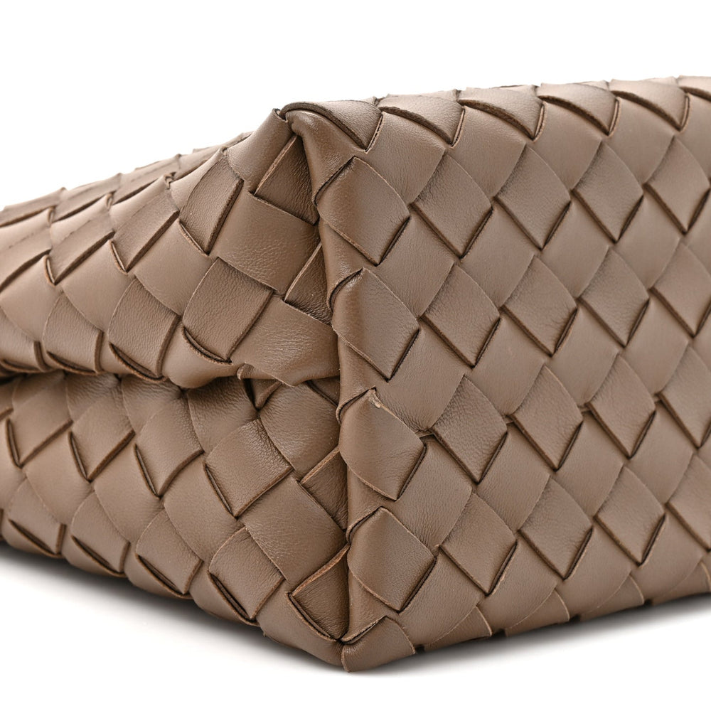 Bottega Veneta Small Andiamo Shoulder Bag Pinecone Brown Nappa Intrecciato Gold Knot – PRELOOV