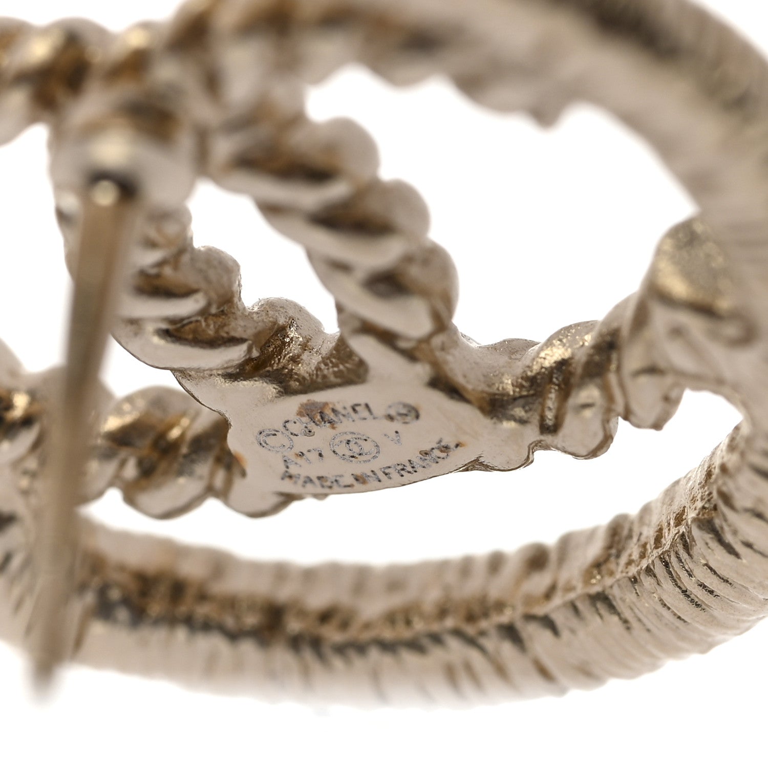 Chanel CC Round Rope Earrings Gold image 3