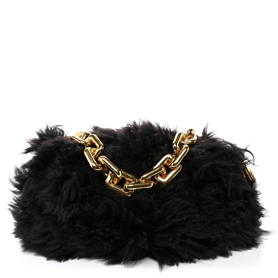 Bottega Veneta Shearling Lambskin The Pouch Chain Black 2026 PRELOOV