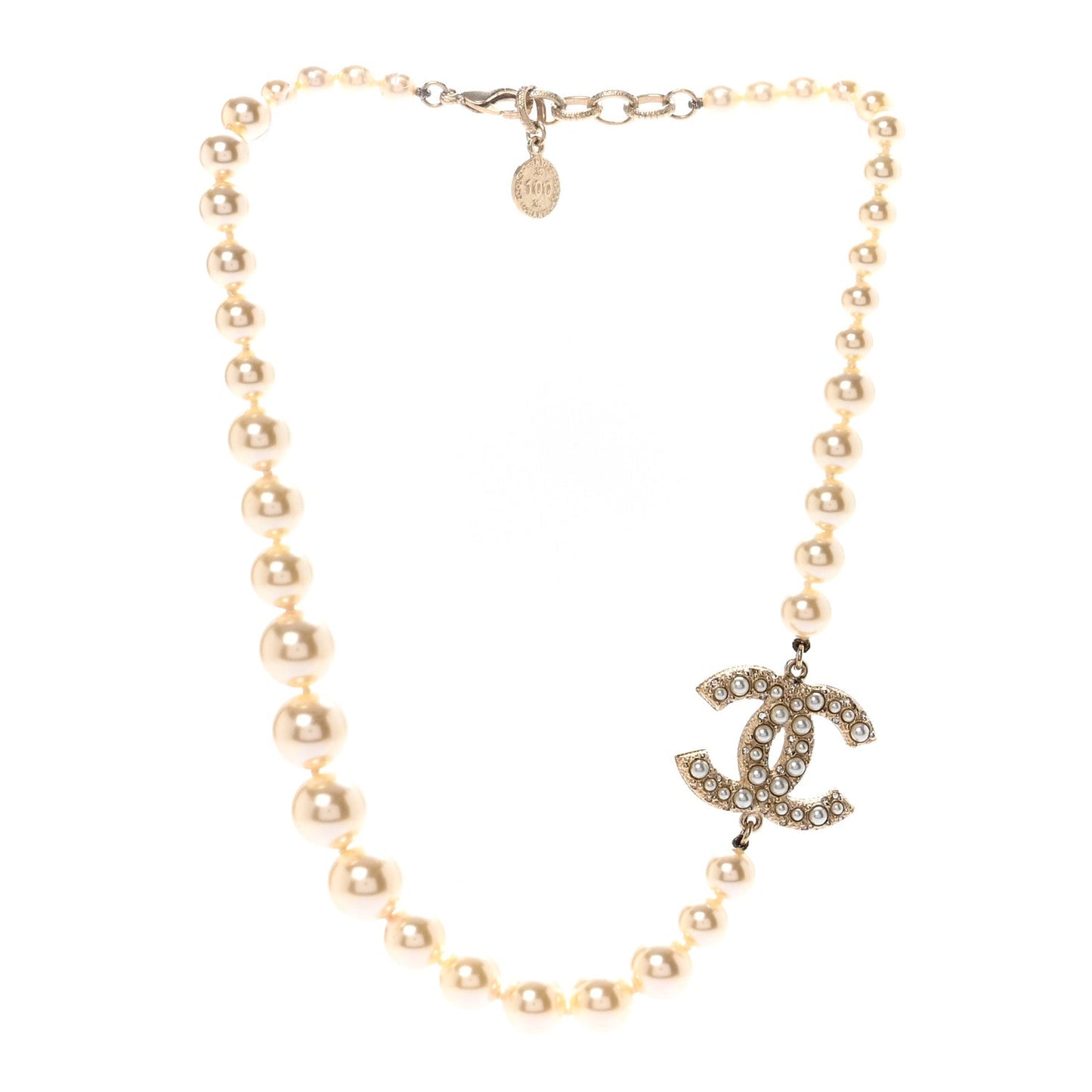 Chanel Pearl CC 100th Anniversary Necklace Light Gold image 3