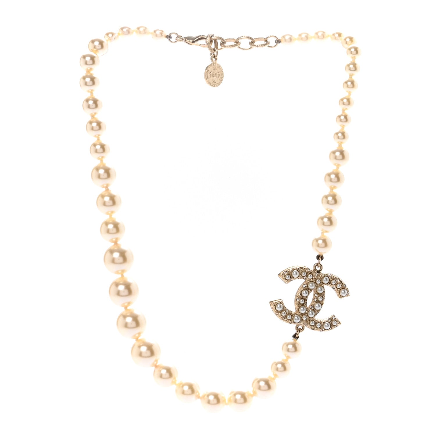 Chanel Pearl CC 100th Anniversary Necklace Light Gold image 3