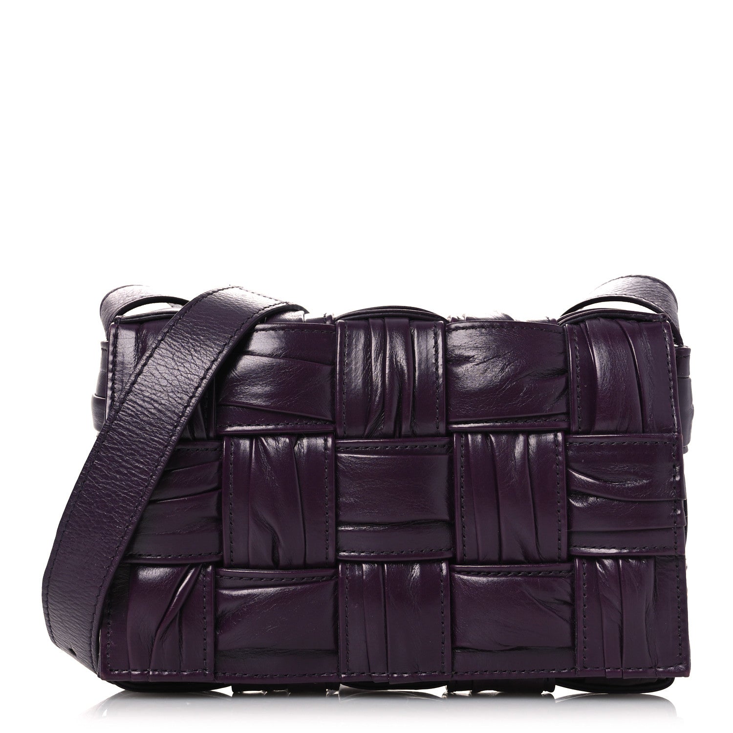 Bottega Veneta Calfskin Intreccio Plisse Cassette Crossbody Bag Dark Mystic 2026 PRELOOV foto 1