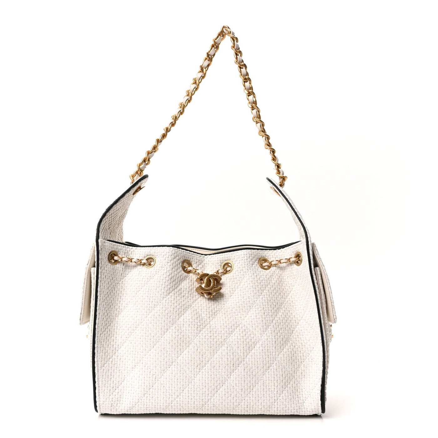 Chanel Braided Raffia Calfskin Quilted Small Chanel 25 Handbag White Black 2026 – PRELOOV