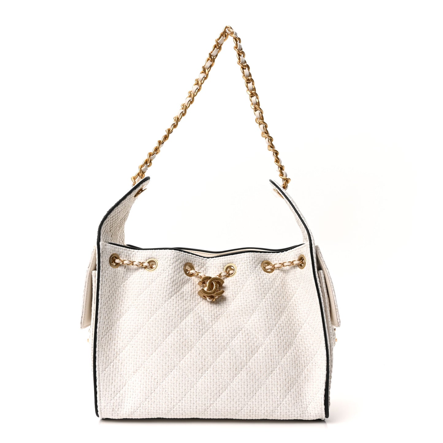 Chanel Braided Raffia Calfskin Quilted Small Chanel 25 Handbag White Black 2026 – PRELOOV