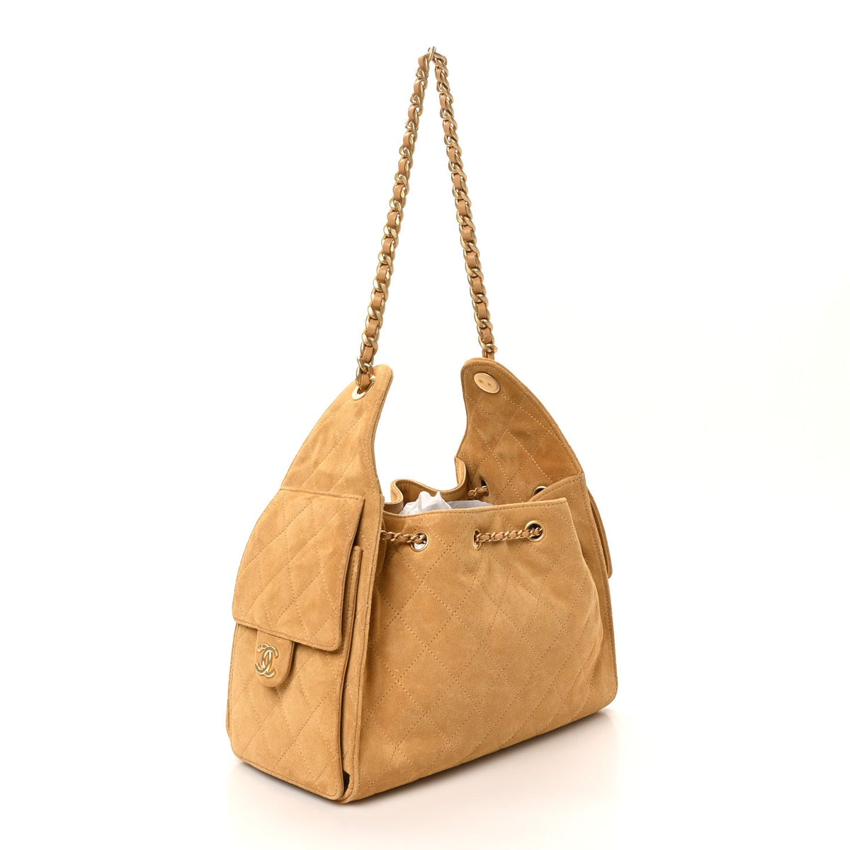 Chanel Suede Quilted Small Chanel 25 Handbag Beige 2026 – PRELOOV