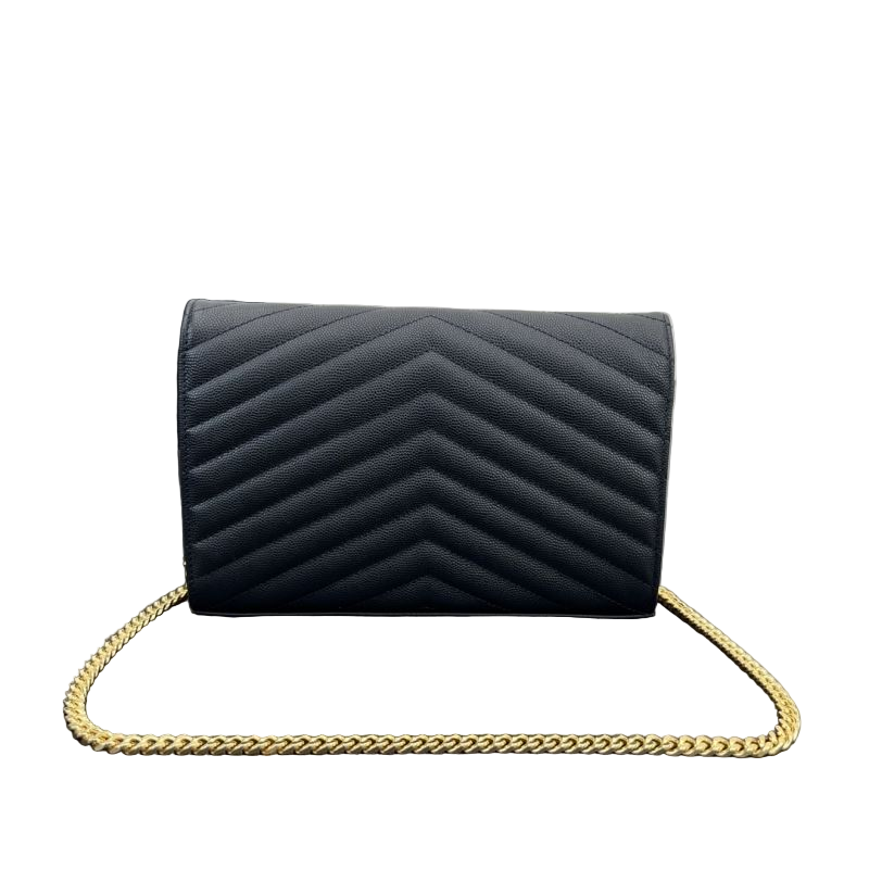 Saint Laurent Cassandre Chain Wallet – Blauw Preloved Designer Clutch Schoudertas