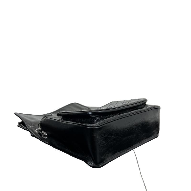 Saint Laurent Niki Medium Storm –Zwart Schoudertas in Vintage Kalfsleer
