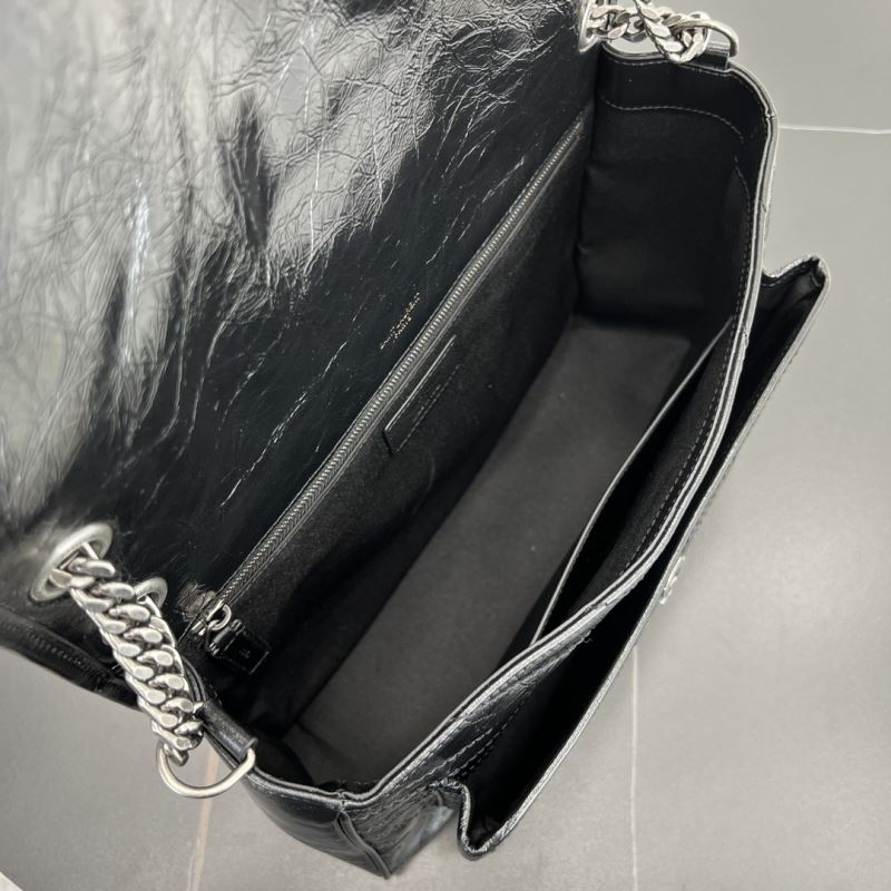 Saint Laurent Niki Medium Storm –Zwart Schoudertas in Vintage Kalfsleer