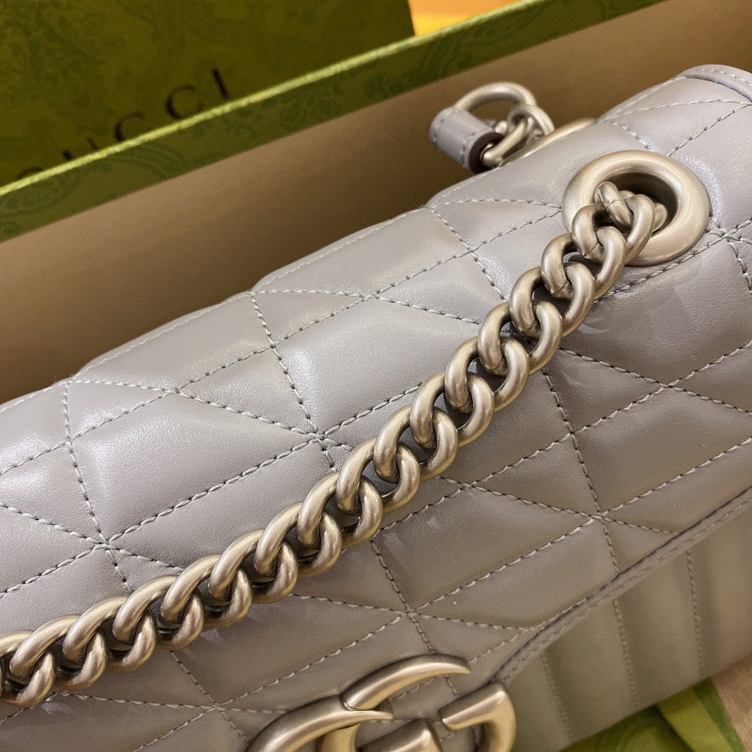 Gucci GG Marmont Aria Small Shoulder Bag Deep Gray Preloved Designer Bag