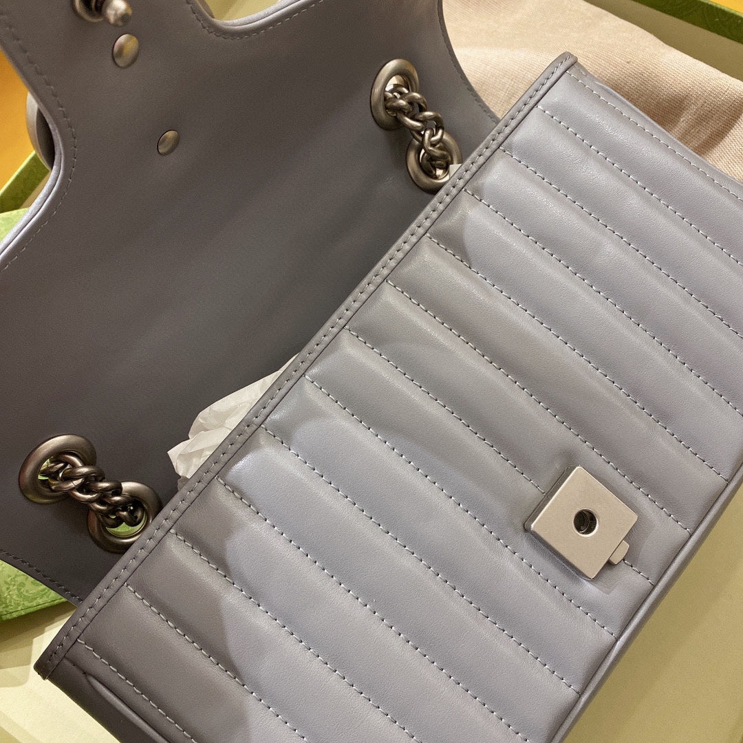 Gucci GG Marmont Aria Small Shoulder Bag Deep Gray Preloved Designer Bag