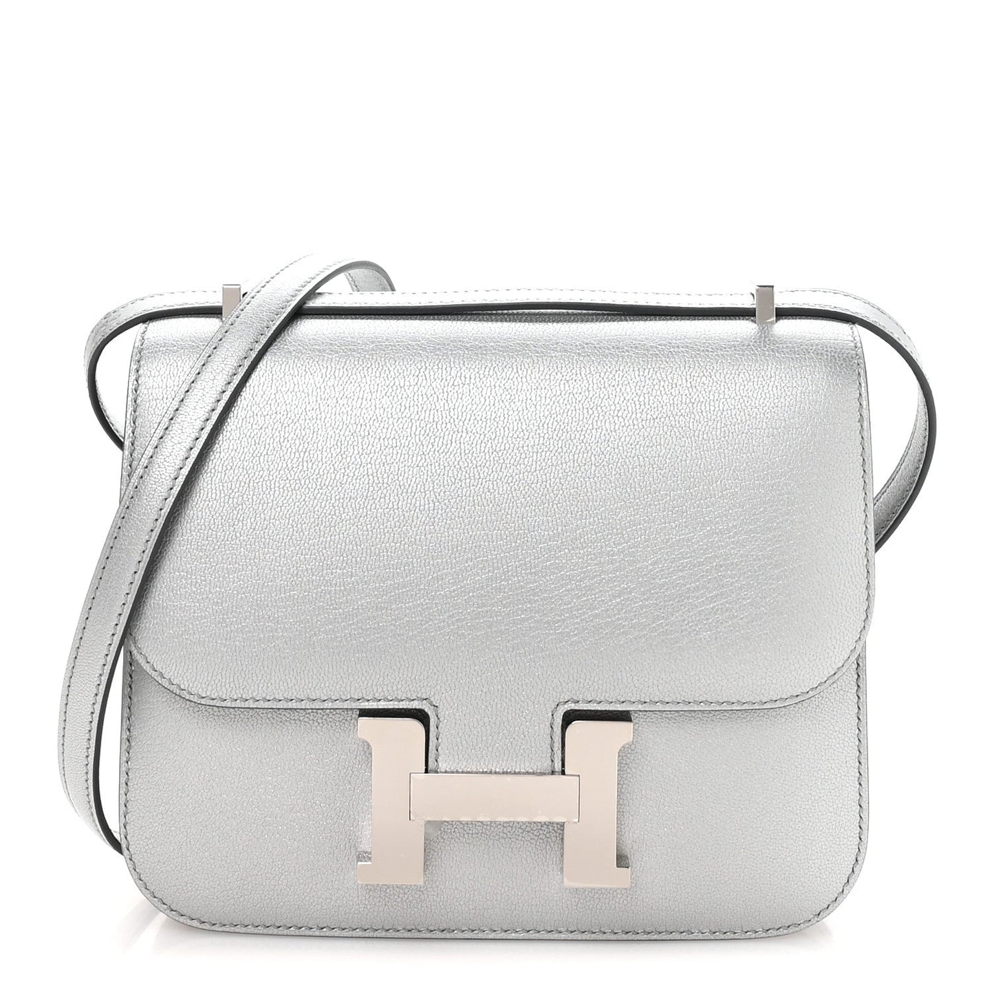 Hermès Metallic Chevre Chamkilight Constance 18 Argent