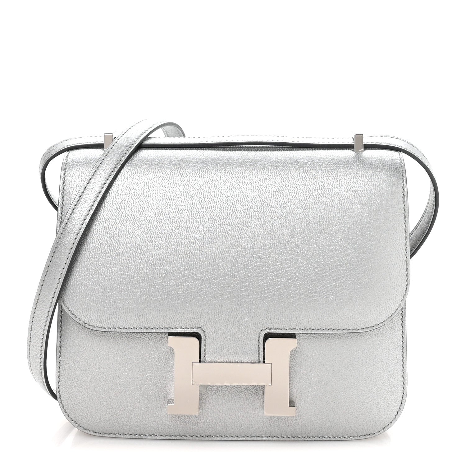 Hermès Metallic Chevre Chamkilight Constance 18 Argent