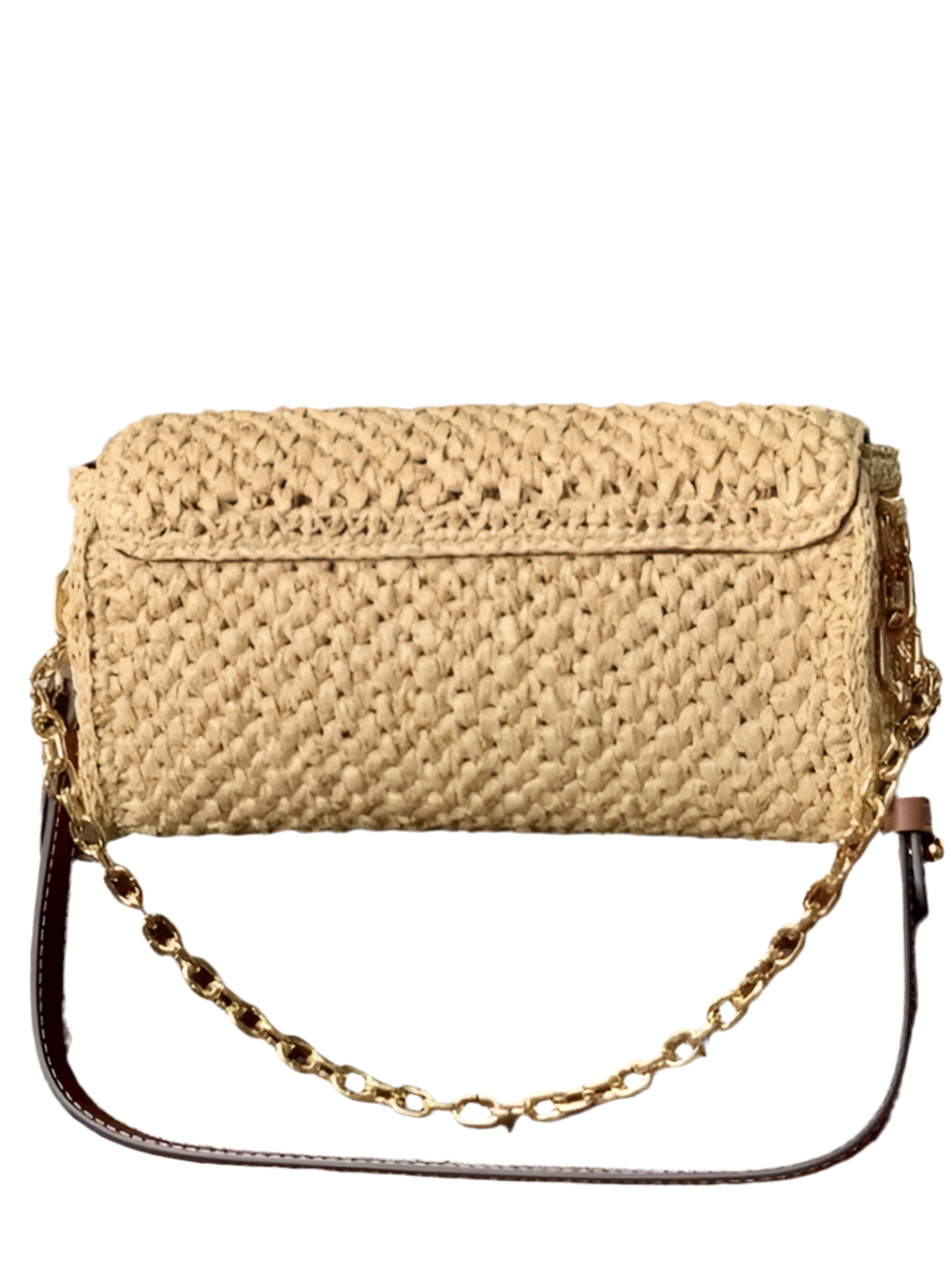 Louis Vuitton Twist West Clutch Raffia Bruin Leer Preloved Designer Bag