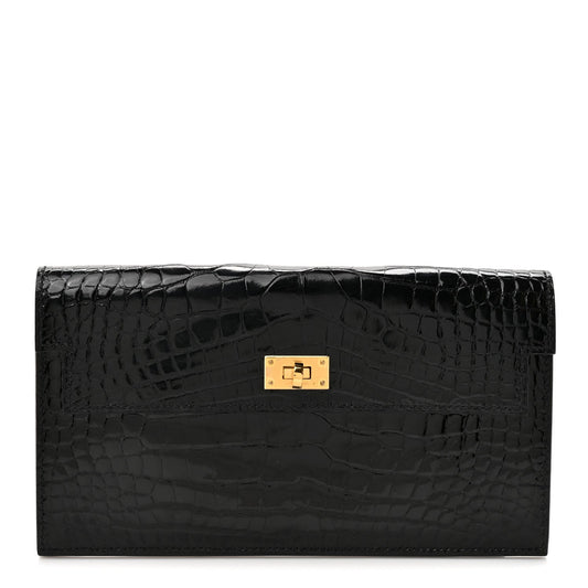 Hermès Long Wallet Black Alligator - PRELOOV