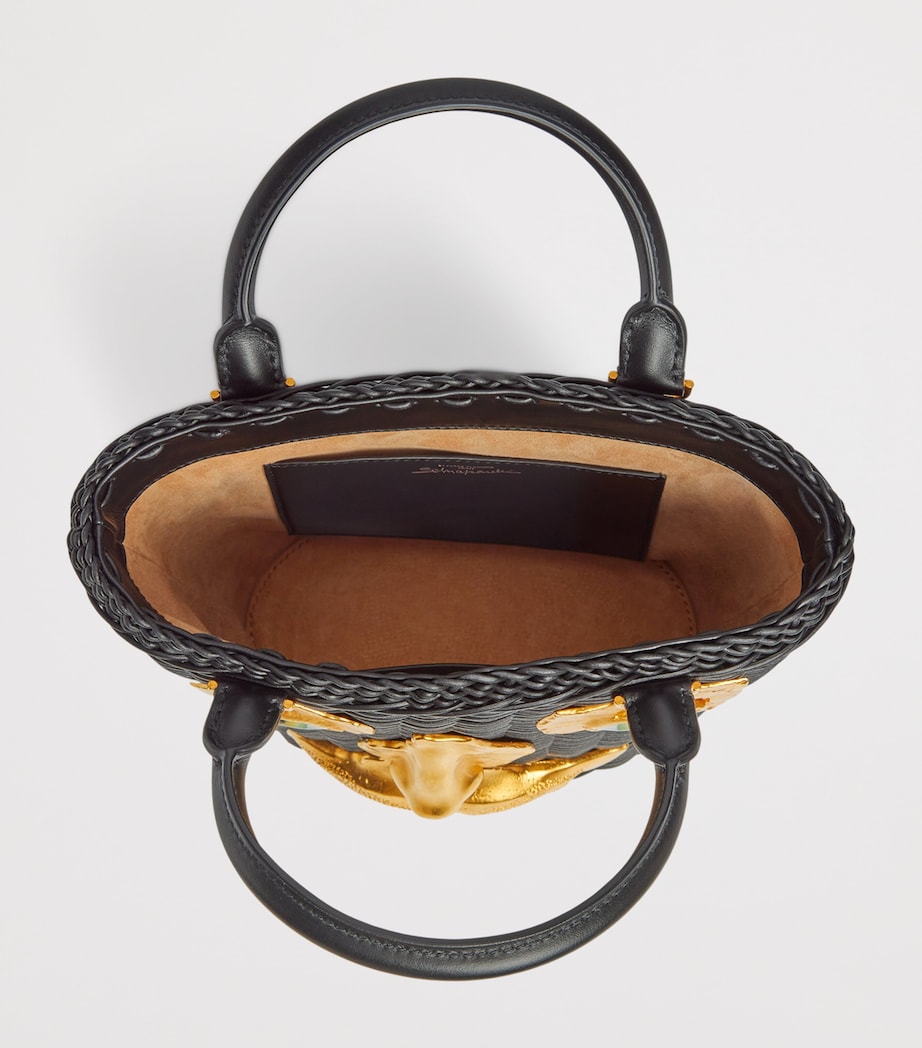 Schiaparelli Calfskin Wicker Face Bucket Bag Black – PRELOOV