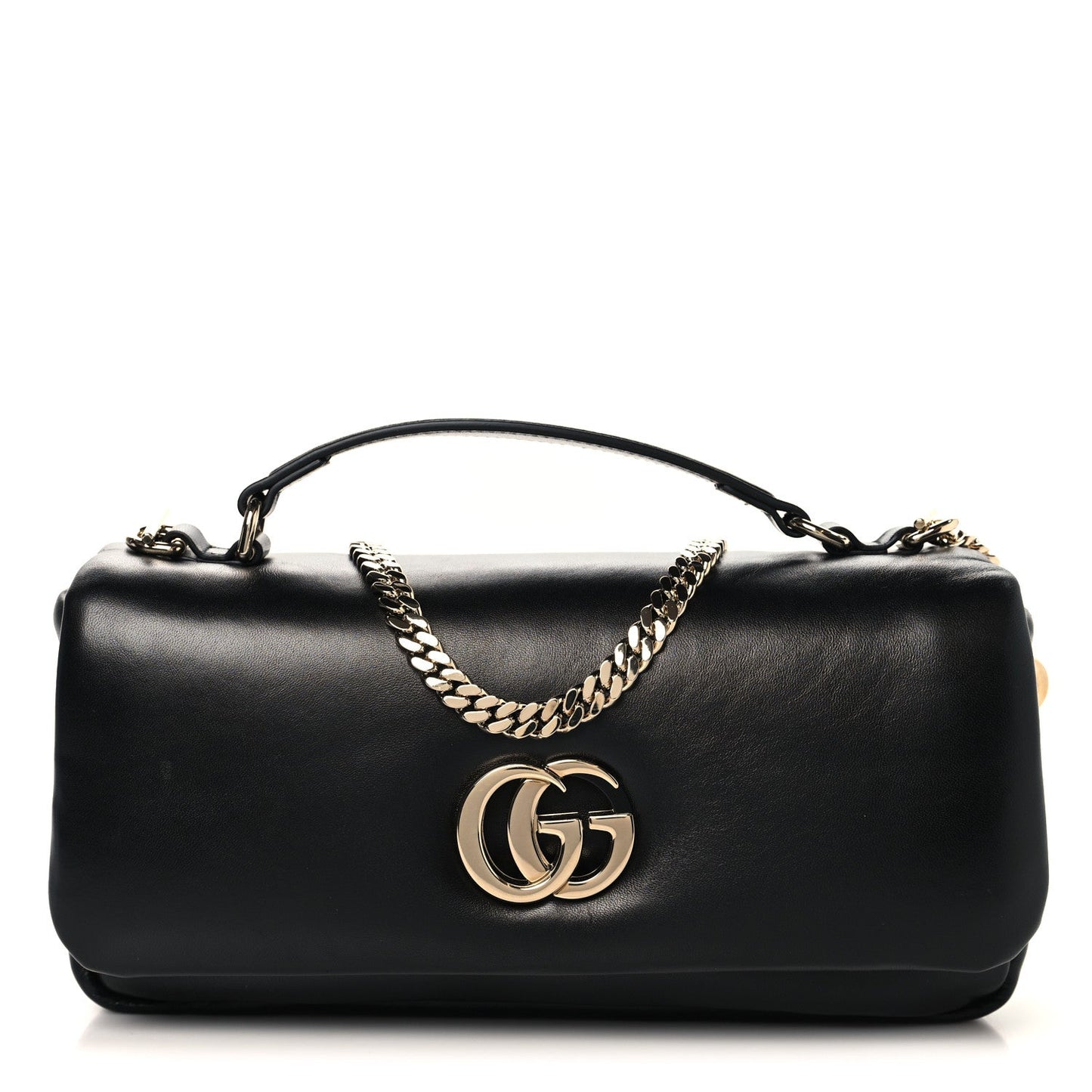 Gucci Small GG Milano Top Handle Shoulder Bag Black Lambskin image 1