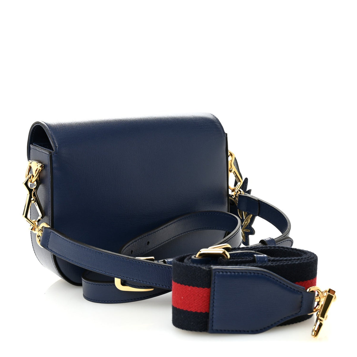 Gucci Horsebit 1955 Mini Shoulder Bag Navy Azalea Calfskin image 3