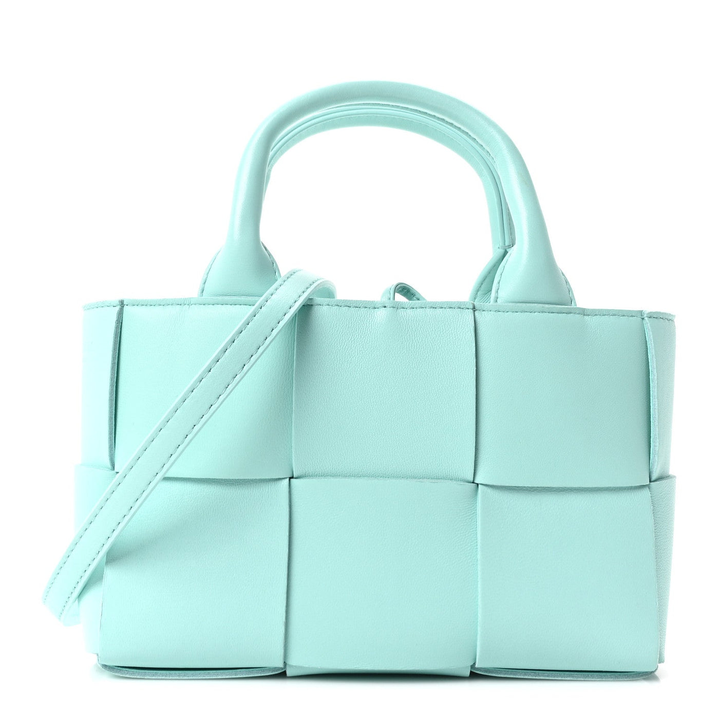 Bottega Veneta Grained Calfskin Maxi Intrecciato Mini Arco Tote Pale Blue 2026 PRELOOV
