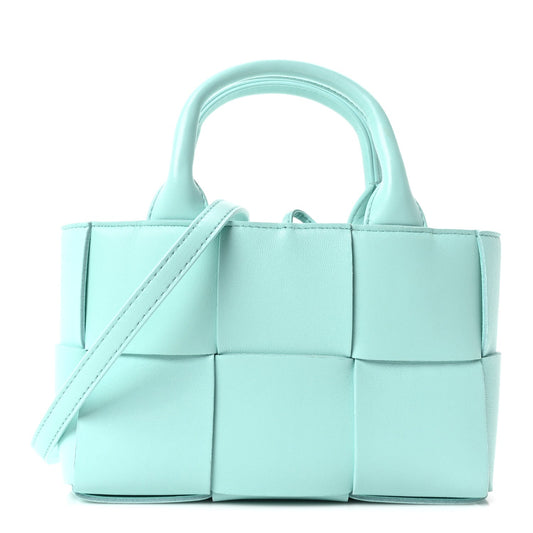 Bottega Veneta Grained Calfskin Maxi Intrecciato Mini Arco Tote Pale Blue 2026 PRELOOV foto 1