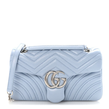 Gucci Medium GG Marmont Shoulder Bag Light Blue Matelasse Calfskin image 1