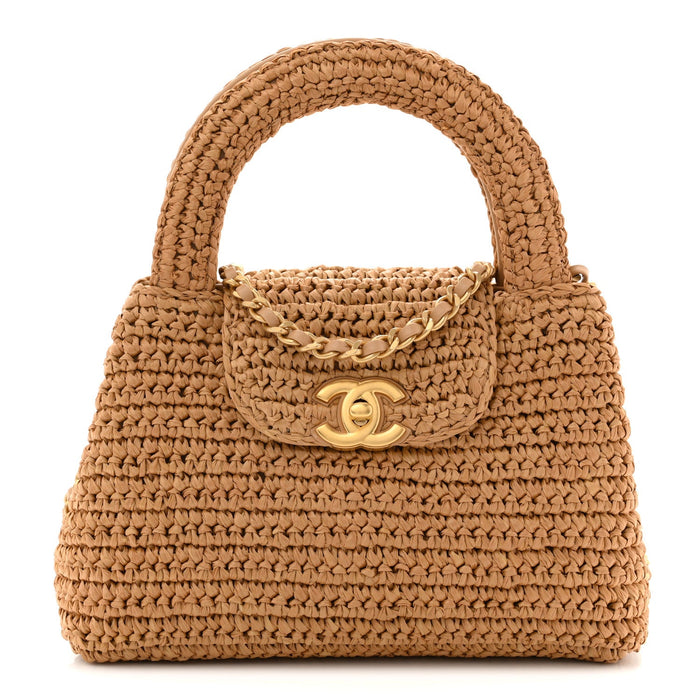 Chanel Nano Kelly Flap Bag Dark Beige Raffia – PRELOOV