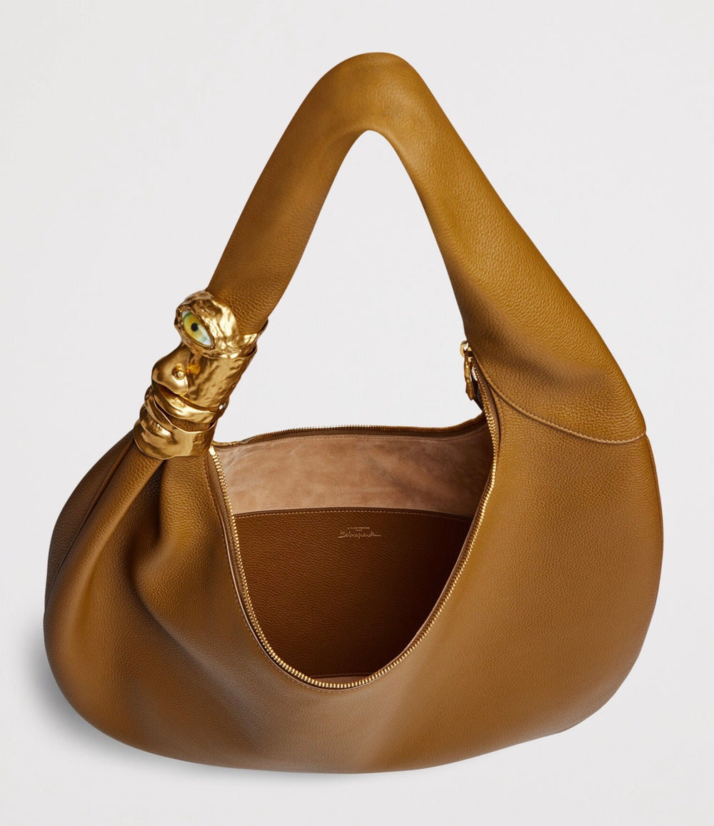 Schiaparelli Large Leather Souffle Baguette Shoulder Bag Olive – PRELOOV