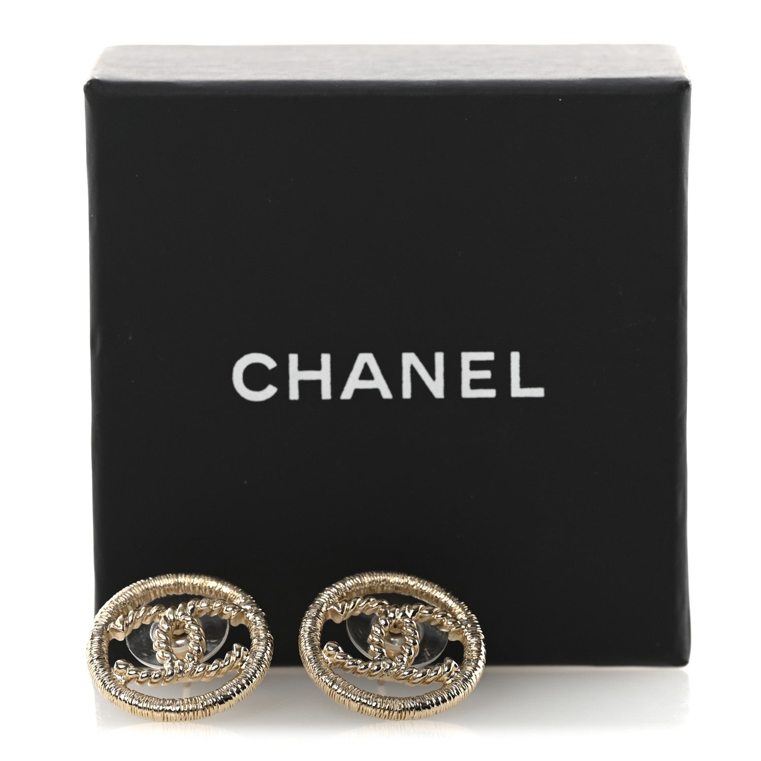Chanel CC Round Rope Earrings Gold image 1