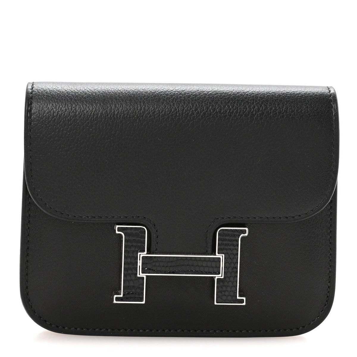 Hermès Constance Slim Wallet Black Lizard - PRELOOV