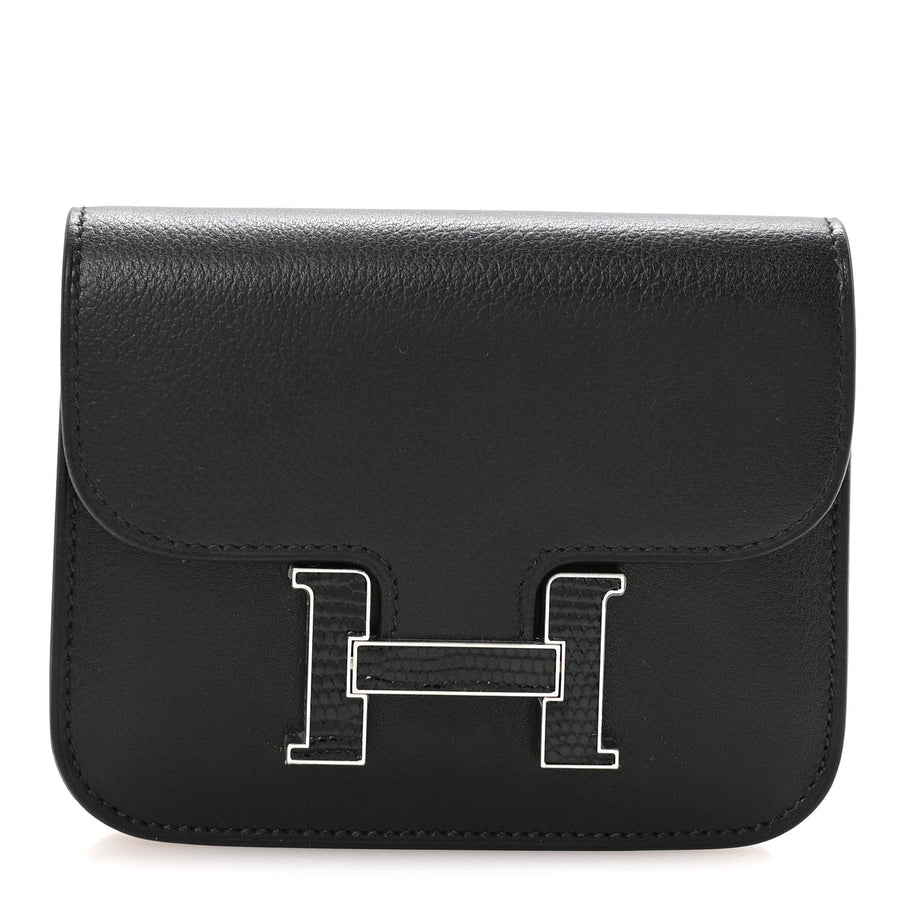 Hermès Evergrain Lizard Constance Slim Wallet Black 2026 PRELOOV