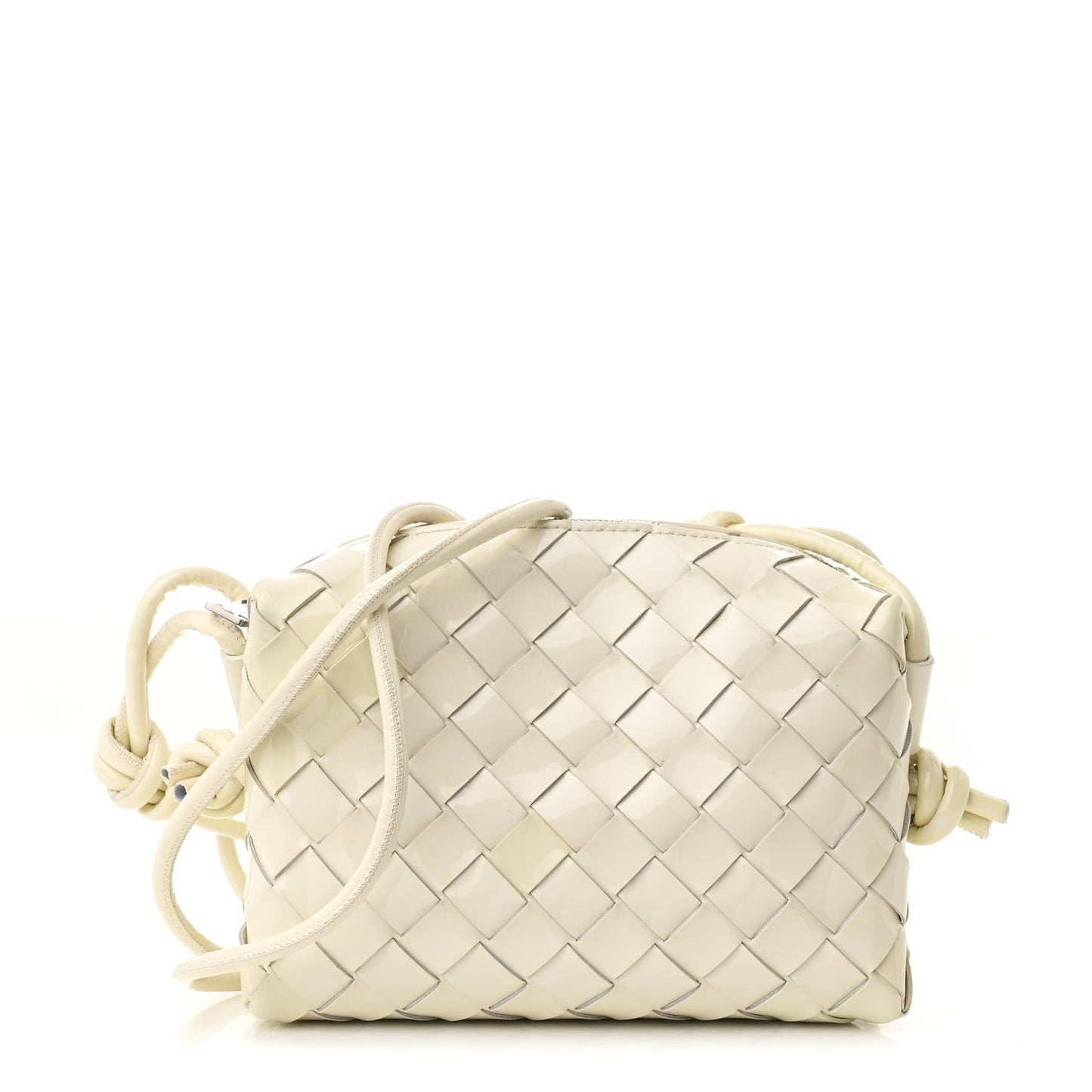 Bottega Veneta Patent Nappa Intrecciato Mini Loop Camera Bag White 2026 PRELOOV foto 1