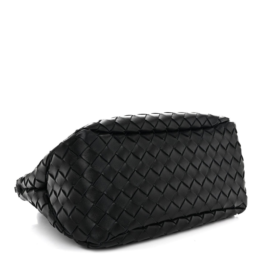 Bottega Veneta Small Campana Shoulder Bag Black Nappa Intrecciato – PRELOOV