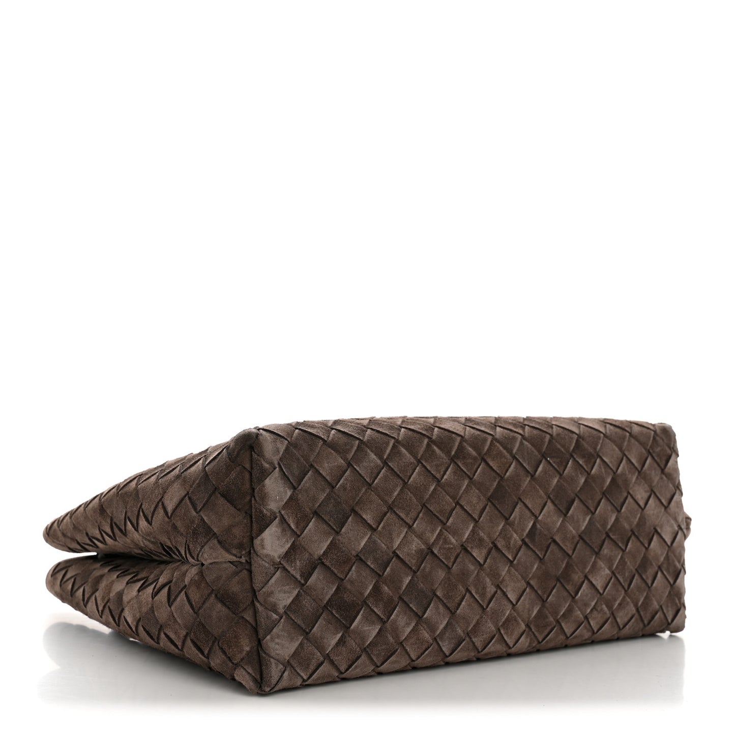 Bottega Veneta Medium Andiamo Shoulder Bag Fondant Dark Brown Suede Intrecciato – PRELOOV