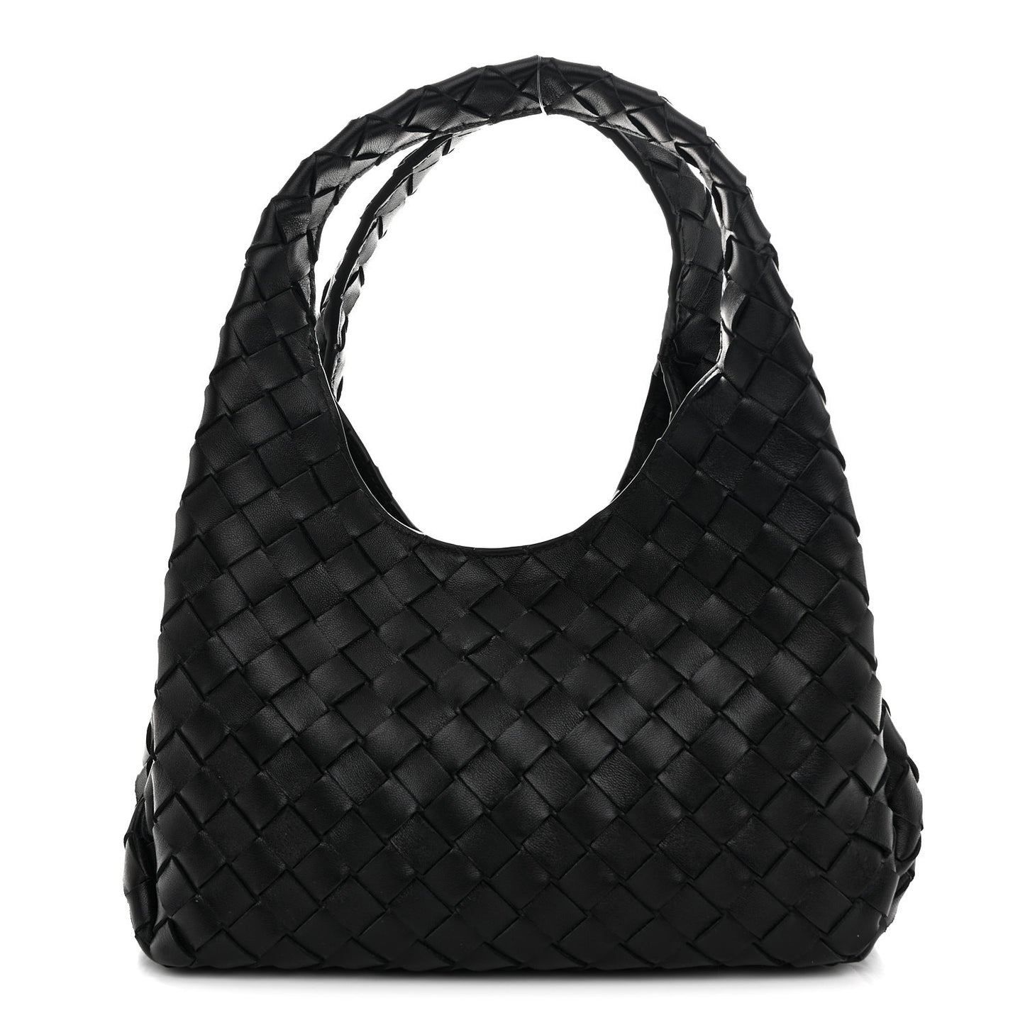 Bottega Veneta Small Campana Shoulder Bag Black Nappa Intrecciato – PRELOOV