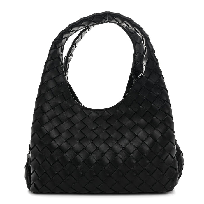 Bottega Veneta Small Campana Shoulder Bag Black Nappa Intrecciato – PRELOOV