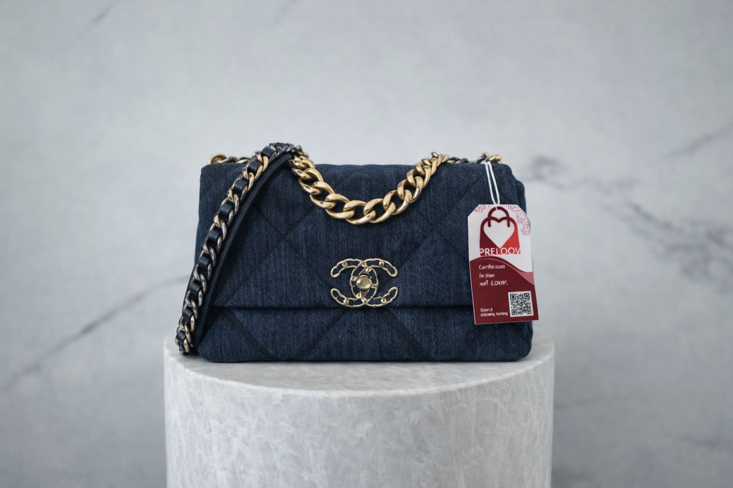 Chanel 19 Flap Bag Medium Blue Denim
