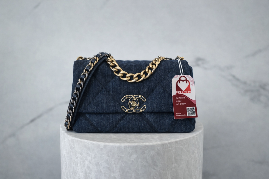 Chanel 19 Flap Bag Medium Blue Denim