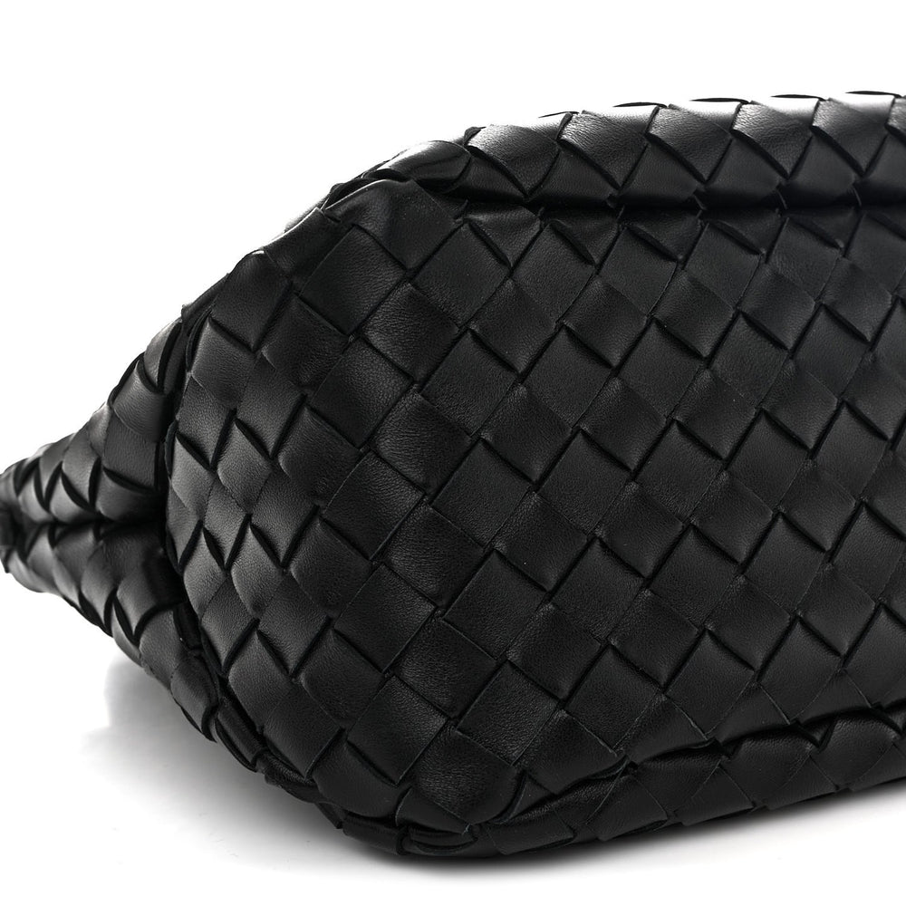 Bottega Veneta Small Campana Shoulder Bag Black Nappa Intrecciato – PRELOOV