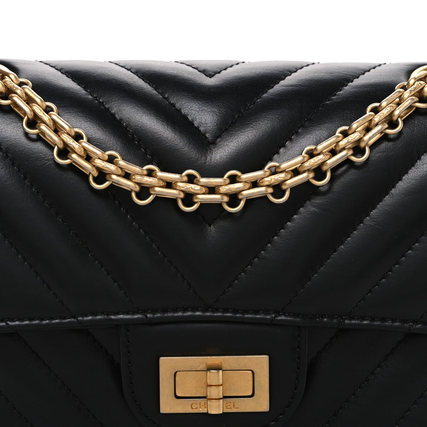 Chanel 2.55 Reissue Mini Flap Bag Black Aged Calfskin Chevron Quilted 2026 image 8 – PRELOOV