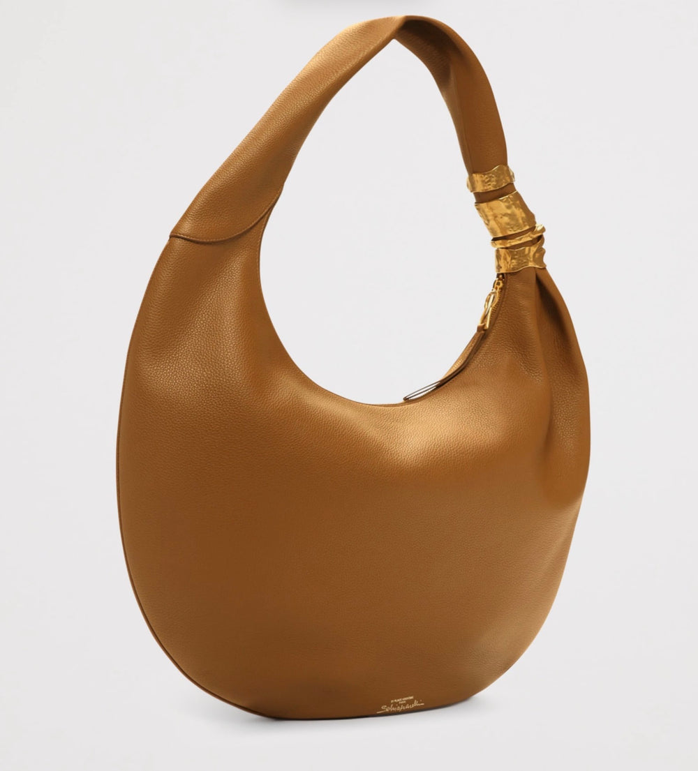 Schiaparelli Large Leather Souffle Baguette Shoulder Bag Olive – PRELOOV