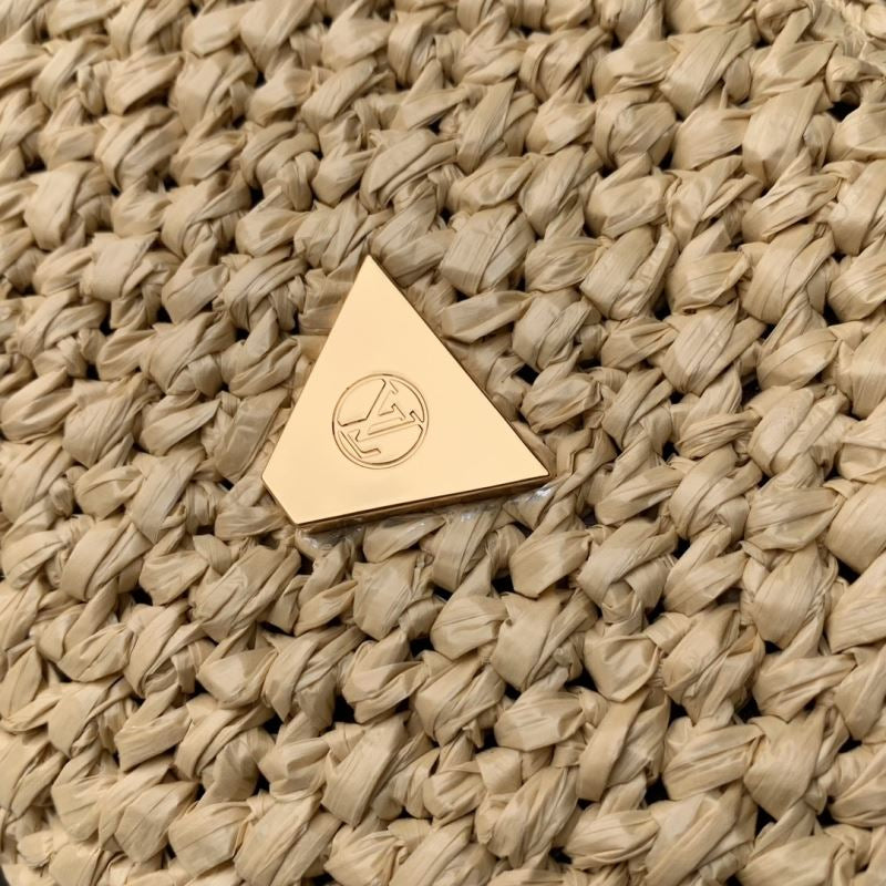 Louis Vuitton Twist West Clutch Raffia Bruin Leer Preloved Designer Bag