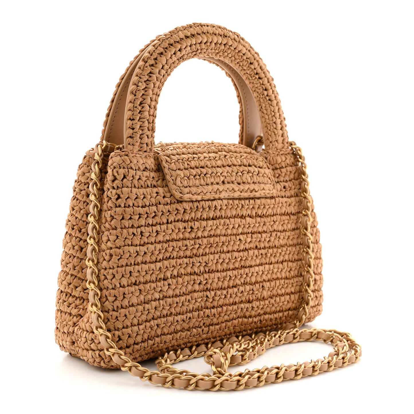 Chanel Nano Kelly Flap Bag Dark Beige Raffia image 3
