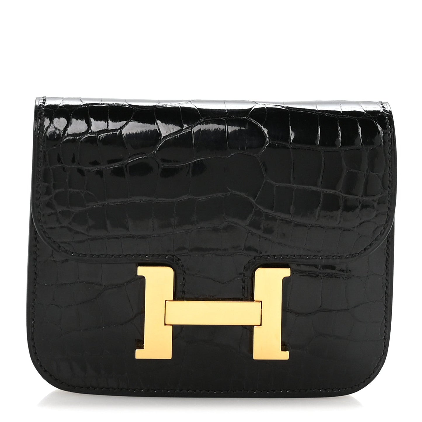 Hermès Constance Slim Wallet Black Alligator - PRELOOV