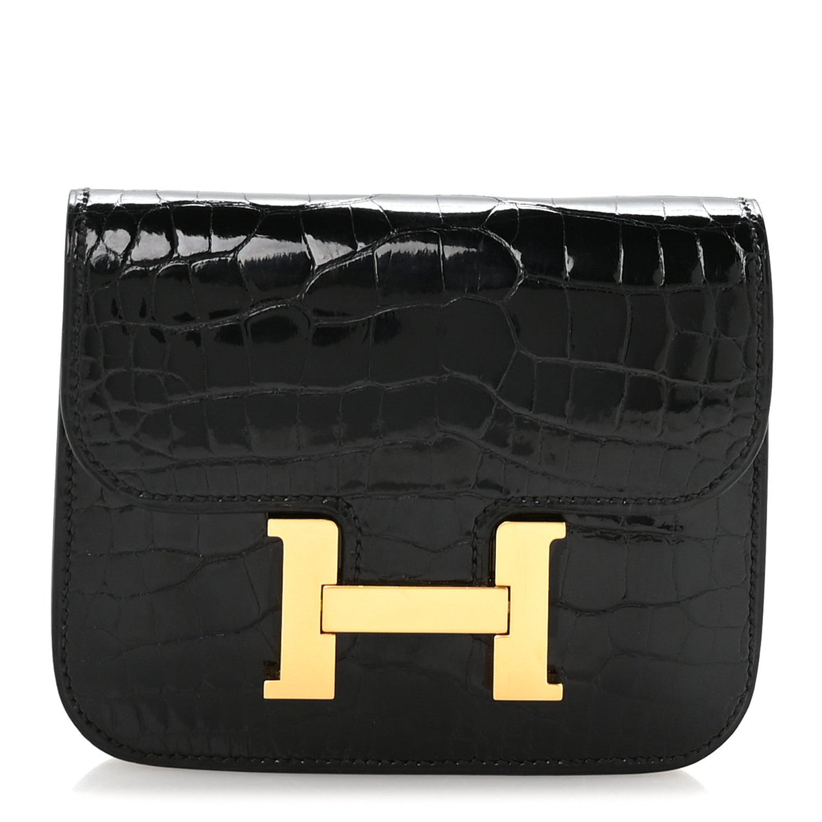 Hermès Constance Slim Wallet Black Alligator - PRELOOV
