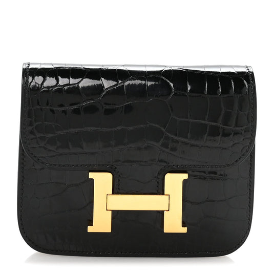 Hermès Constance Slim Wallet Black Alligator - PRELOOV