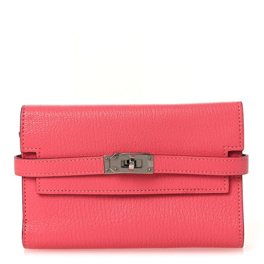 Hermès Kelly Wallet Rose Azalee Chèvre, Mysore - PRELOOV