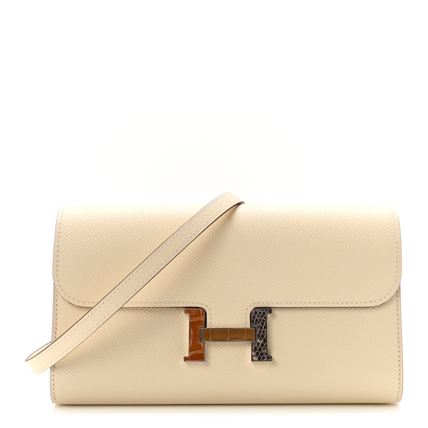 Hermès Epsom Alligator Lizard Constance Wallet To Go Nata
