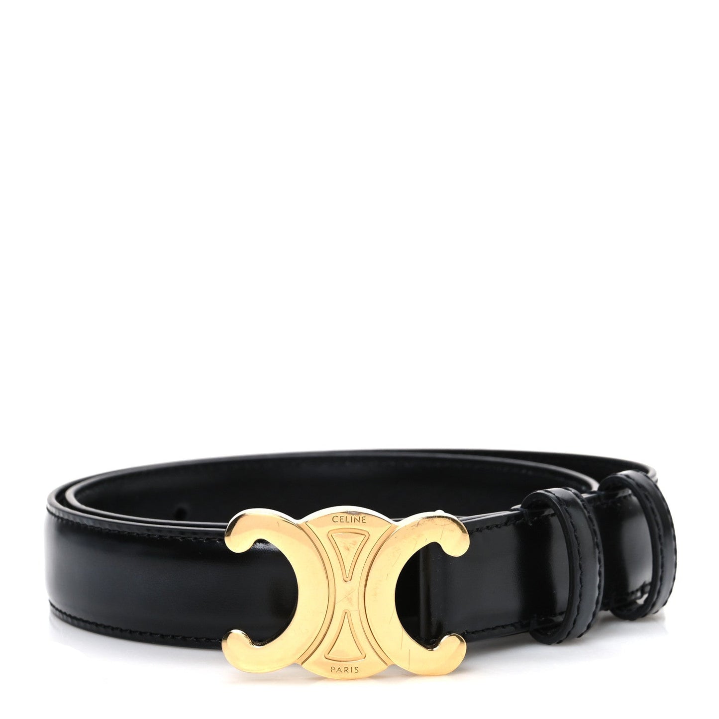 Celine Triomphe Belt Black Box Calfskin 70