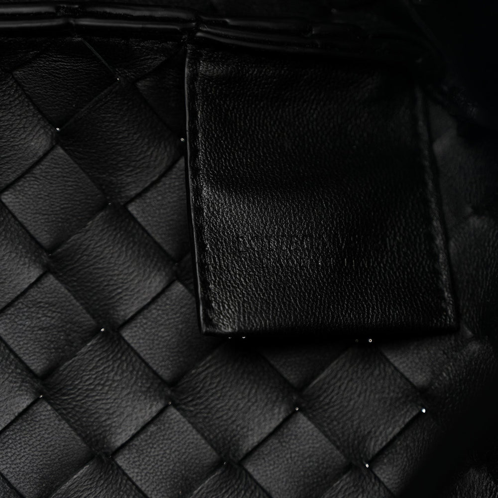 Bottega Veneta Small Campana Shoulder Bag Black Nappa Intrecciato – PRELOOV