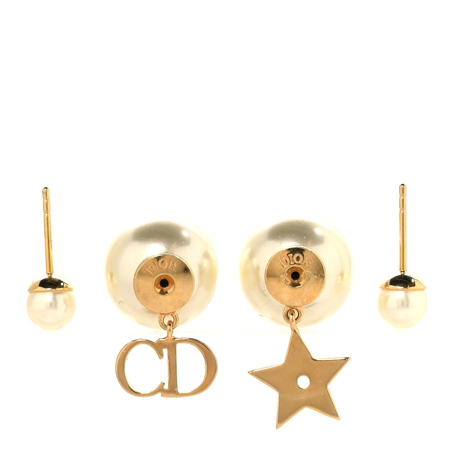 Christian Dior Mise En Dior Logo Tribal Earrings Pearl image 3