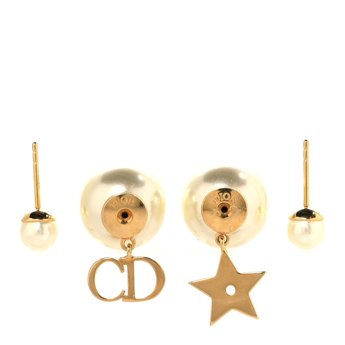 Christian Dior Mise En Dior Logo Tribal Earrings Pearl image 3